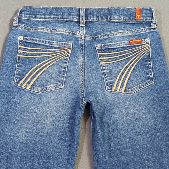 7 For All Mankind Jeans Women's 28 Blue Dojo NYD Denim Flare Wide Leg Denim - Picture 4 of 14